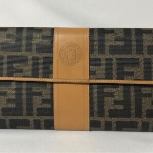 Authentic FENDI Brown Logo Wallet Trifold